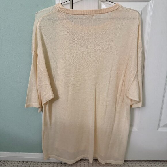 Miann & Co Lennon Boxy Sheer Knit T-Shirt - Tofu (size M) - Picture 4 of 4